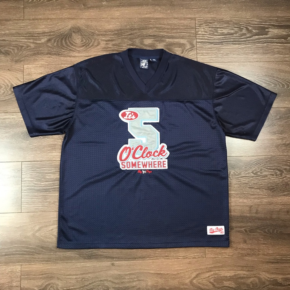 Big Dogs It’s 5 O’clock Somewhere Men’s Vintage 90’s Navy Blue Football Jersey L
